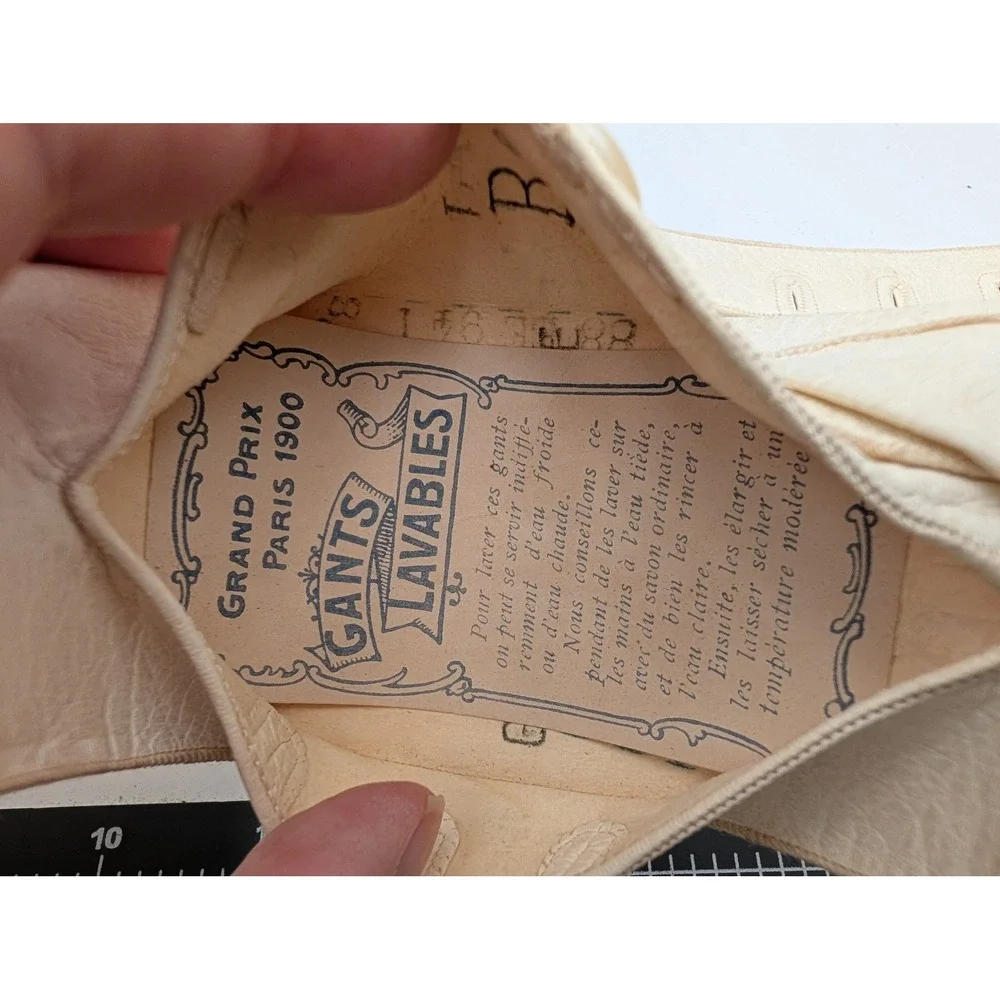 Gants‎ Lavables Opera Gloves Cream Leather Vintage Size 6 France